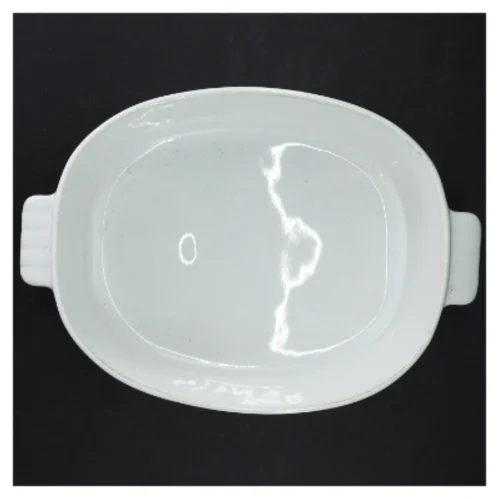 Hvidt ovalt ovnfast fad fra Søholm (str. 22x16 cm)