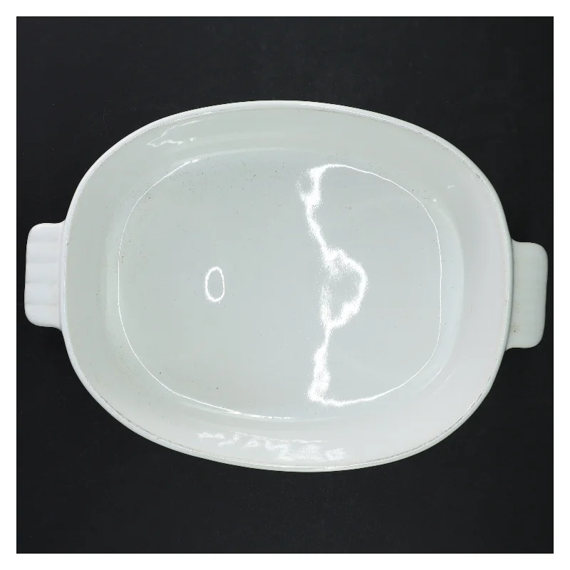 Hvidt ovalt ovnfast fad fra Søholm (str. 22x16 cm)