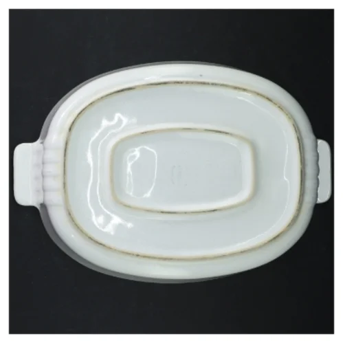 Hvidt ovalt ovnfast fad fra Søholm (str. 22x16 cm)