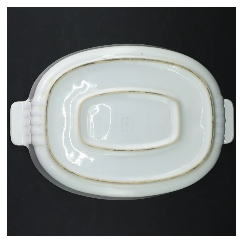 Hvidt ovalt ovnfast fad fra Søholm (str. 22x16 cm)