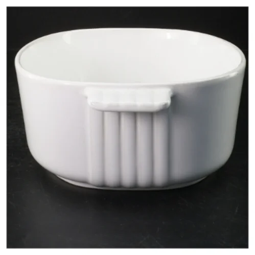 Hvidt ovalt ovnfast fad fra Søholm (str. 22x16 cm)