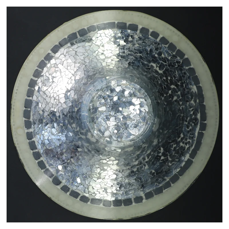 Dekorativt glasfad med perler (str. Ø 29,5 cm)