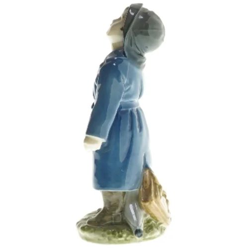 Porcelænsfigur med frakke og paraply fra Royal Copenhagen (str. 18,5 cm)
