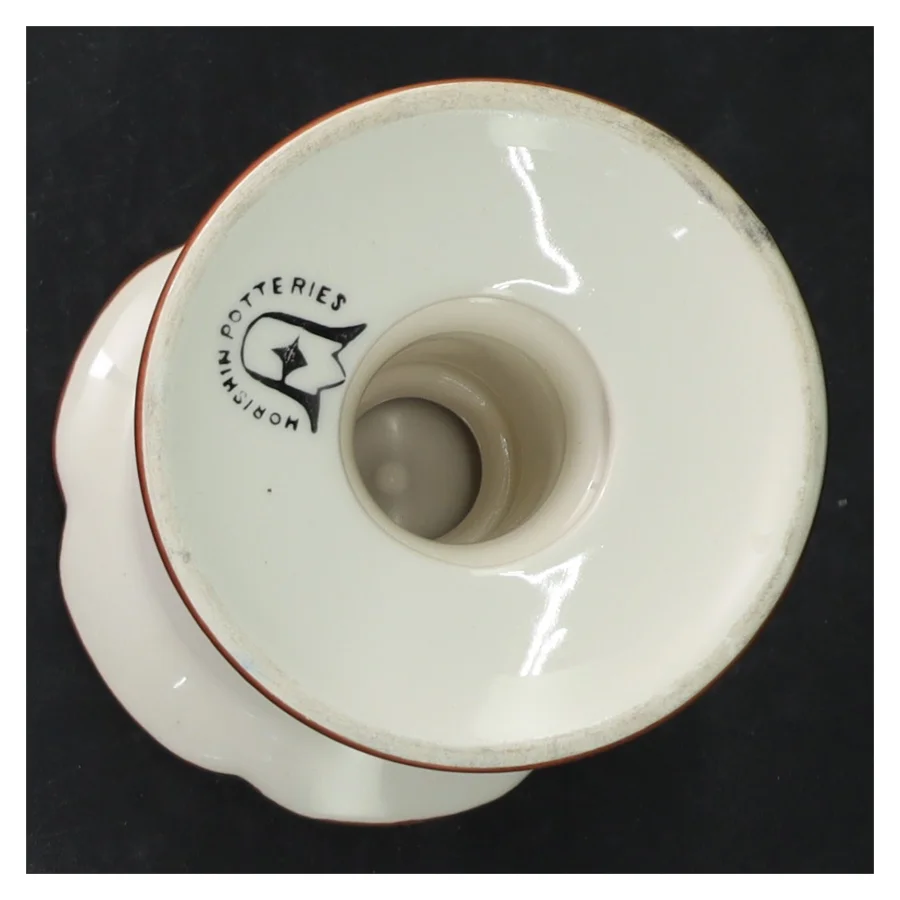 Sæt af to dekorerede lysestager fra Horishin Potteries (str. 13 cm. og 9 cm)