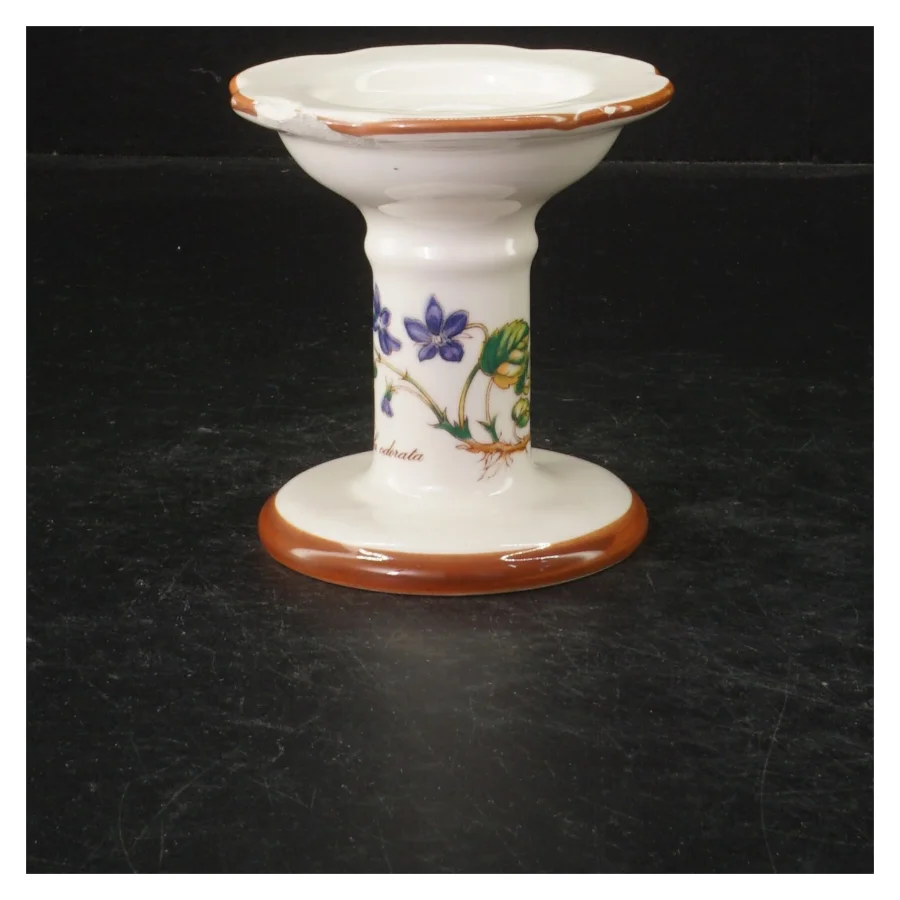 Sæt af to dekorerede lysestager fra Horishin Potteries (str. 13 cm. og 9 cm)