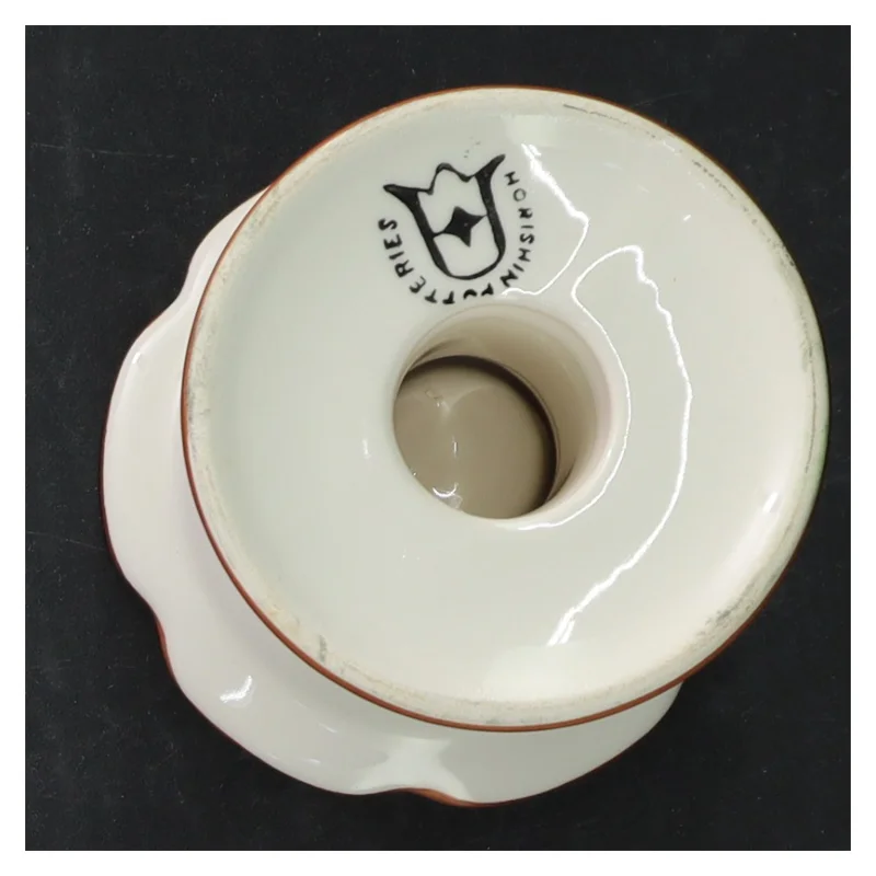 Sæt af to dekorerede lysestager fra Horishin Potteries (str. 13 cm. og 9 cm)