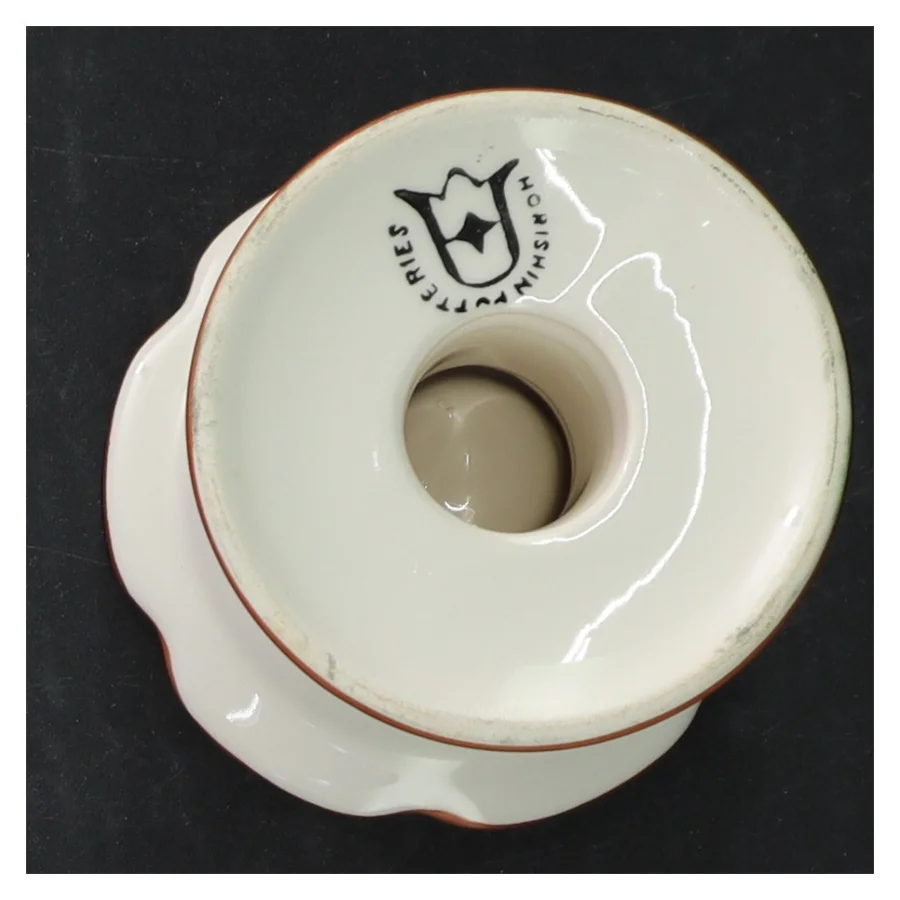 Sæt af to dekorerede lysestager fra Horishin Potteries (str. 13 cm. og 9 cm)