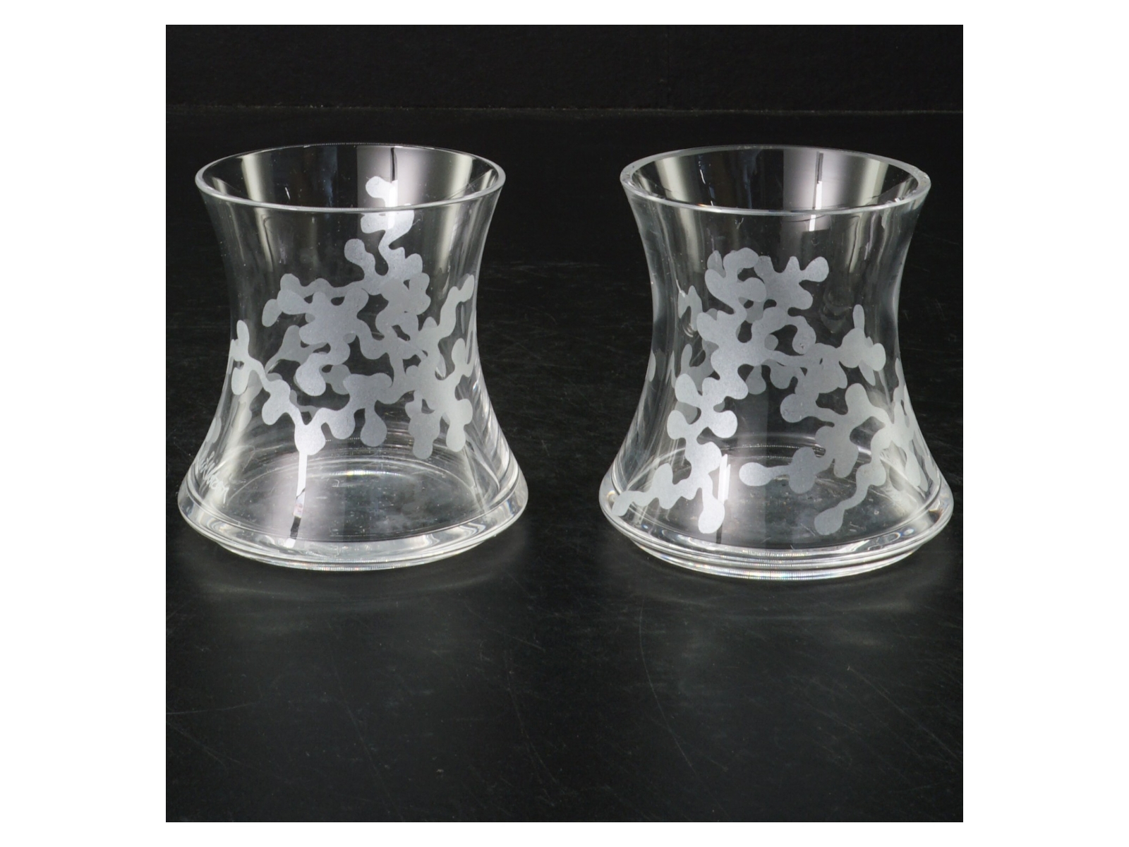 Gennemsigtige glasvaser med snefnugmønster (str. 7,5 cm, ø 6,5 cm)