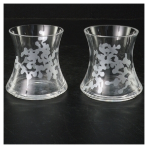 Gennemsigtige glasvaser med snefnugmønster (str. 7,5 cm, ø 6,5 cm)