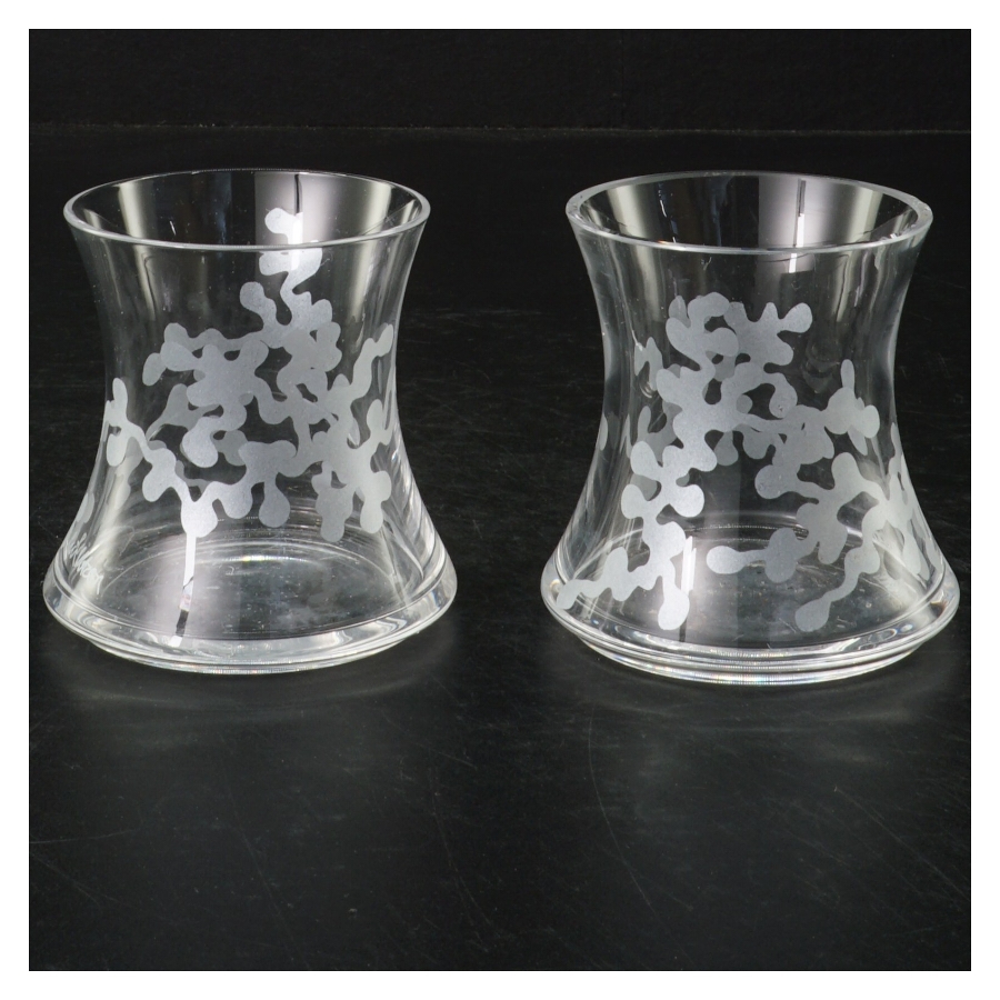 Gennemsigtige glasvaser med snefnugmønster (str. 7,5 cm, ø 6,5 cm)