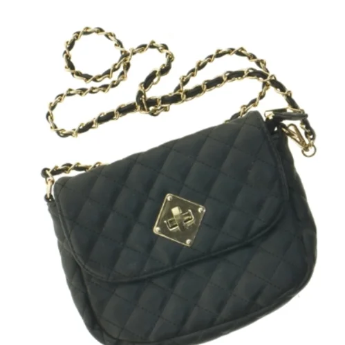 Sort skuldertaske med kæderem (str. 23x18 cm)