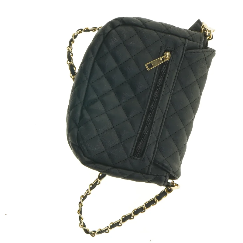 Sort skuldertaske med kæderem (str. 23x18 cm)