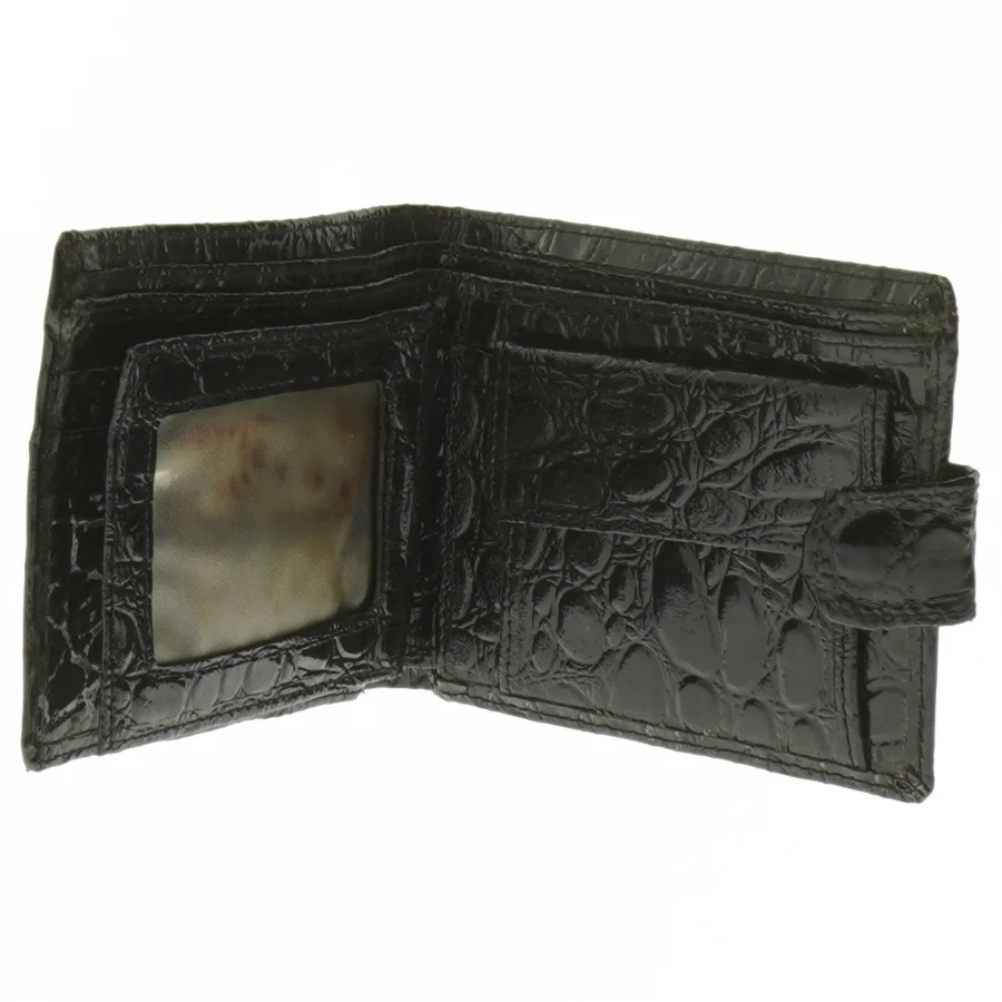 Sort krokodillemønstret pung (str. 12x9,5 cm)