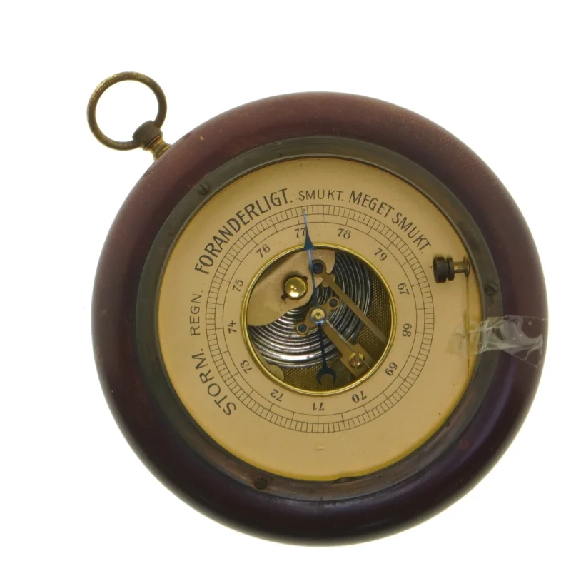 Barometer med træramme (str. Ø 14x cm)