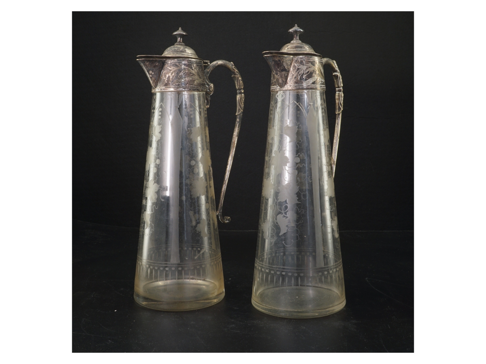 Vintage glas kander med metal låg (str. 30 cm)