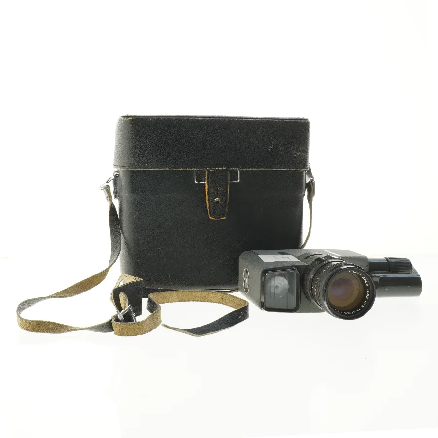 Vintage filmkamera med taske fra Canon (str. Kamera. 20 cm. taske. 23 x 22 cm)