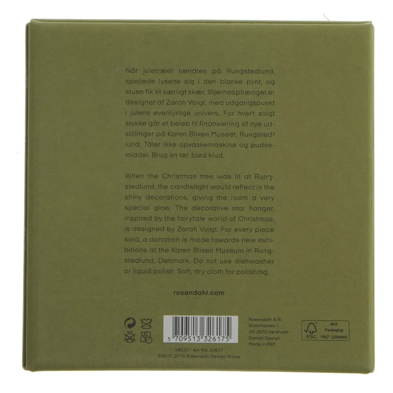 Karen Blixens jul stjerne fra Rosendahl (str. 13x13 cm)