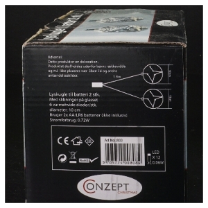Lyskugle til batteri, 2 stk fra Conzept (str. Ø 10 cm)