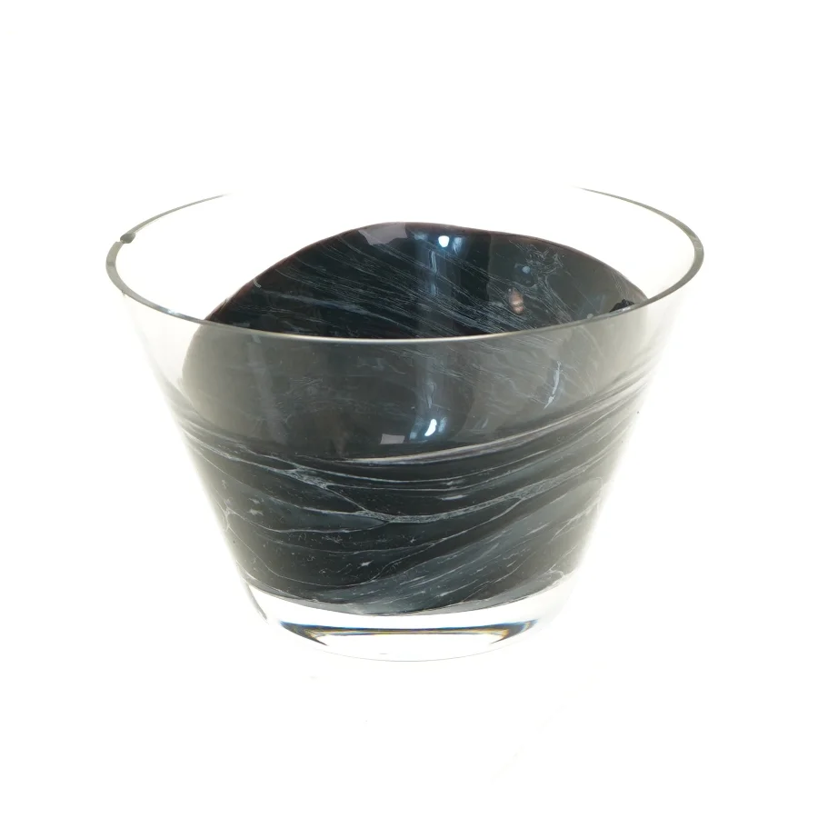 Glas vase med marmoreret mønster (str. Ø 19 cm)