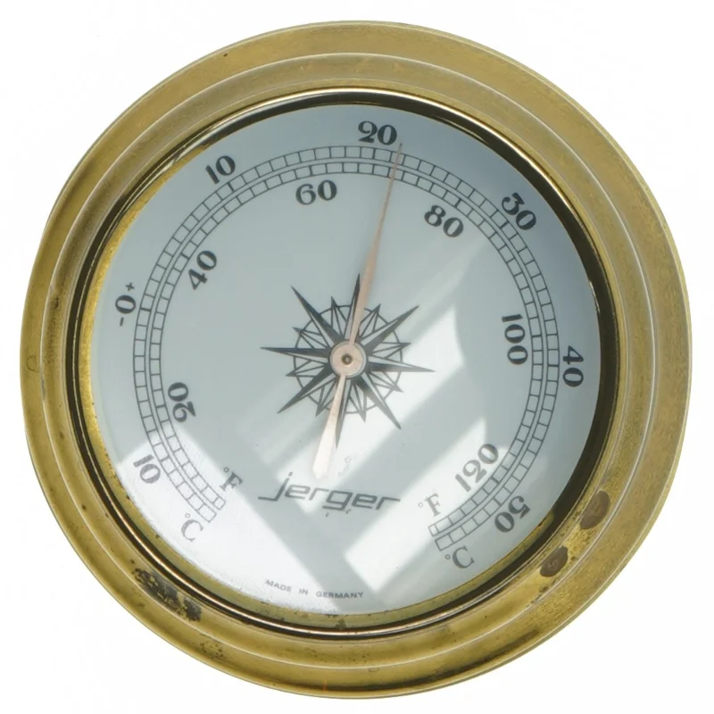 Vintage barometer i messing fra Jerger (str. Ø 12,5 cm)