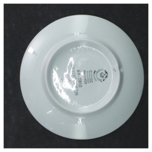 Blå og hvid porcelænstallerken med motiv fra Royal Copenhagen (str. Ø 8 cm)