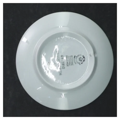 Blå og hvid porcelænstallerken med motiv fra Royal Copenhagen (str. Ø 8 cm)