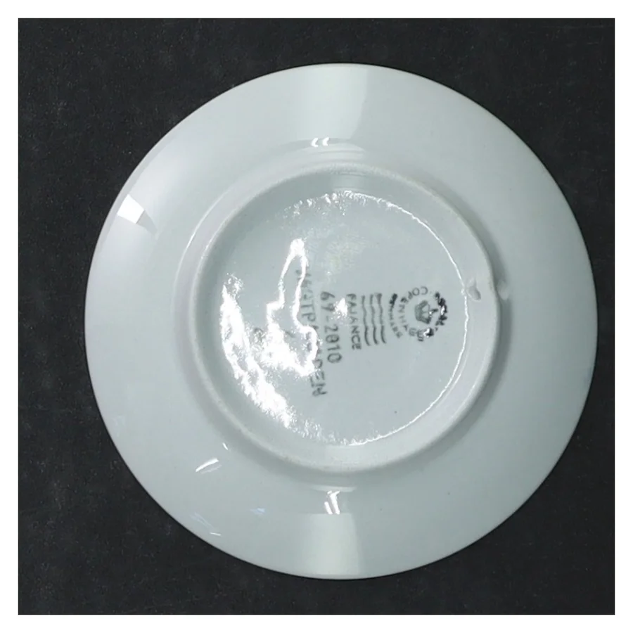 Blå og hvid porcelænstallerken med motiv fra Royal Copenhagen (str. Ø 8 cm)