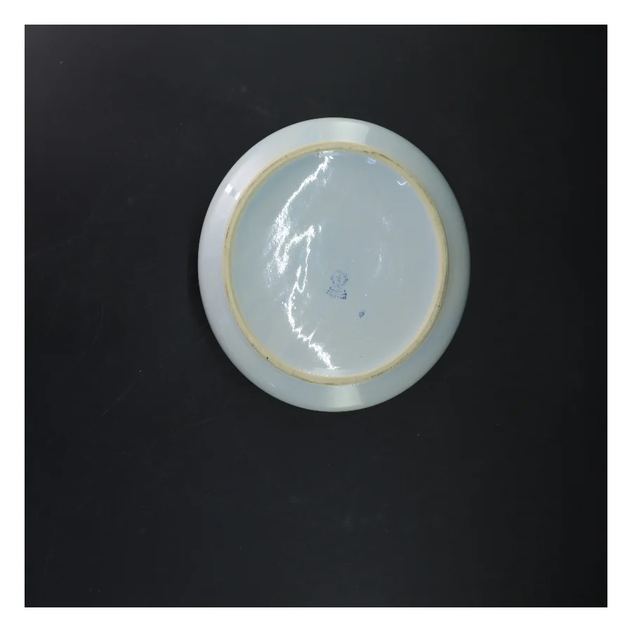 Hvid keramisk skål med blå kant (str. Ø 20,5 cm)