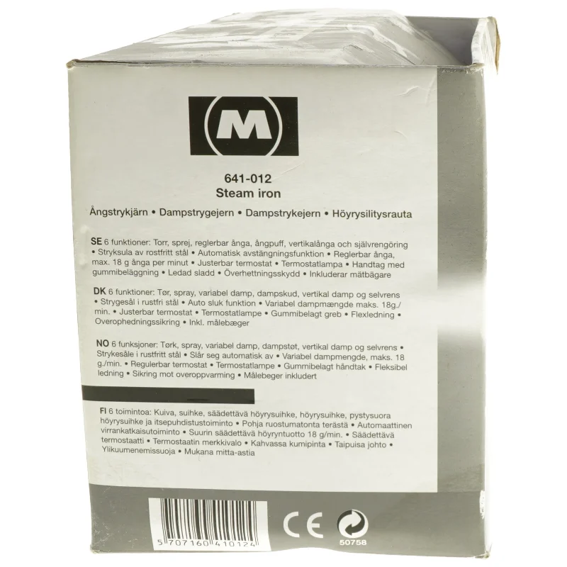 Melissa dampstrygejern fra Melissa (str. 28x12 cm)