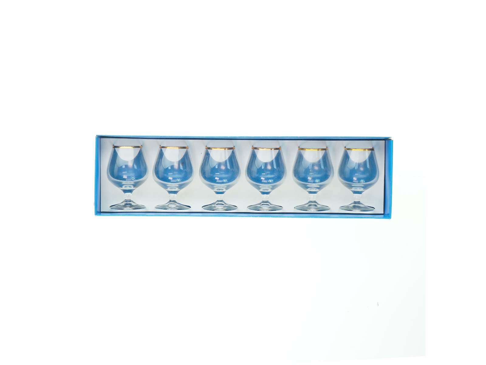 Sæt af små glas med guldkant fra Holmegaard (str. 9 cm)
