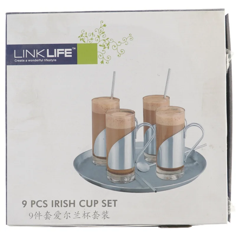 LinkLife 9-delers sæt med irske kaffekrus fra LinkLife