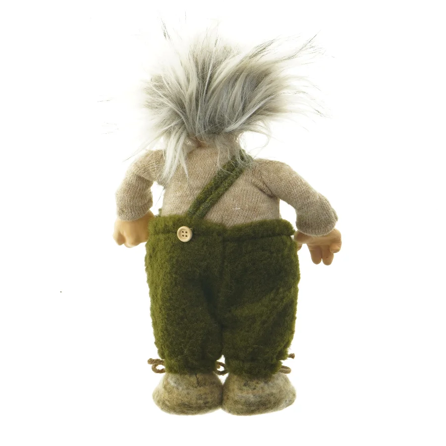 Strikket dukke med grønne bukser (str. 29 cm)