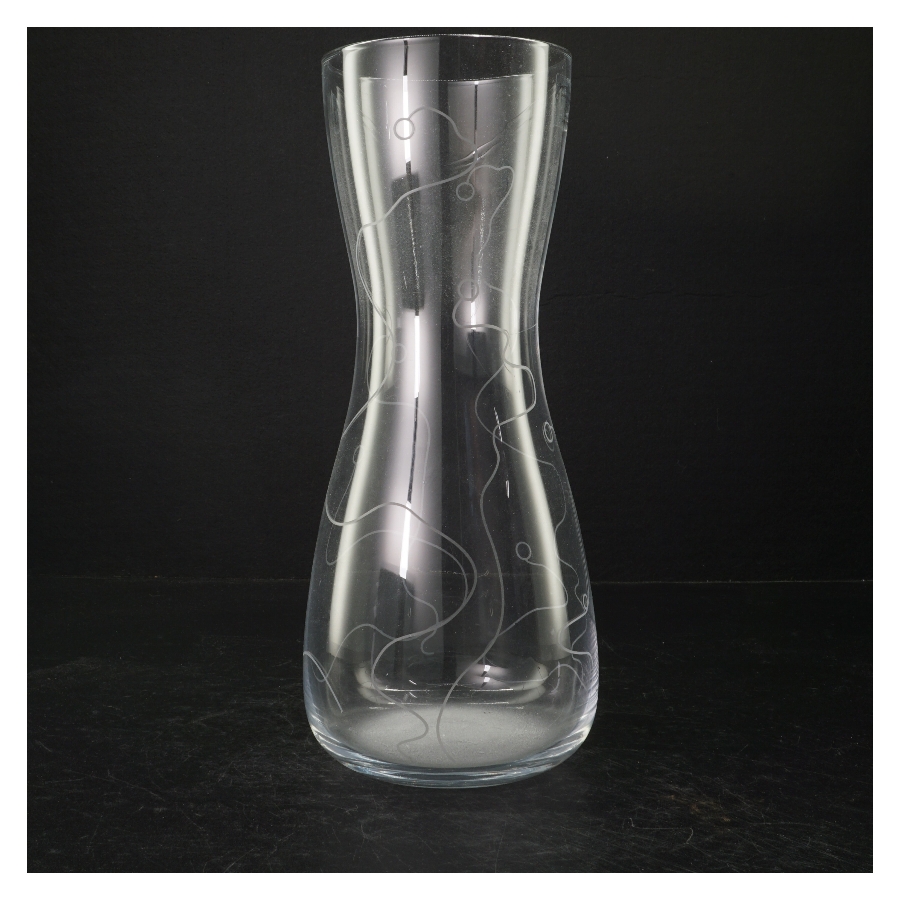 Gennemsigtig glasvase (str. Ø. 11 cm. længde, 30 cm)