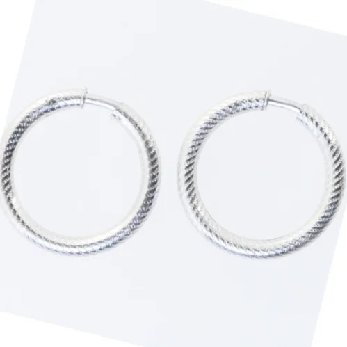 Sølv hoop øreringe (str. Ø 4 cm)