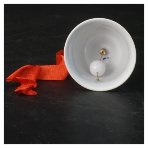 Porcelænsklokke med rød snor fra B&G (str. 8x7 cm)