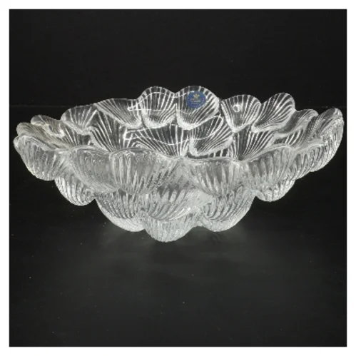 Glas skål med bølget design fra Royal Copenhagen (str. Ø 23 cm)