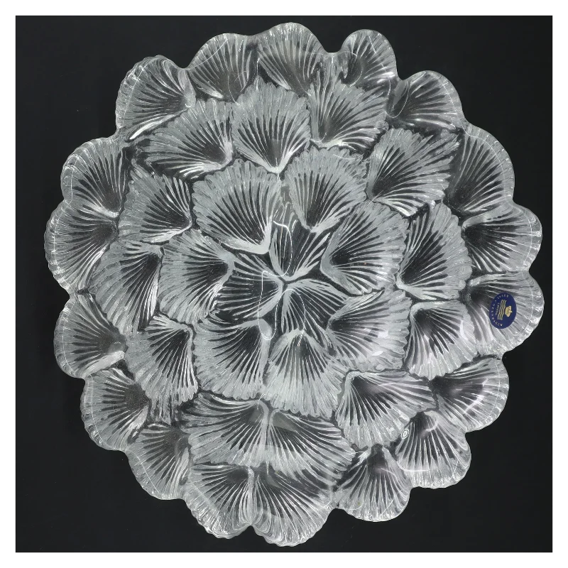 Glas skål med bølget design fra Royal Copenhagen (str. Ø 23 cm)