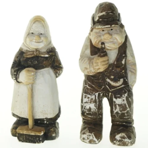 Træfigurer af mand og kvinde, 20 cm (str. 20 cm)