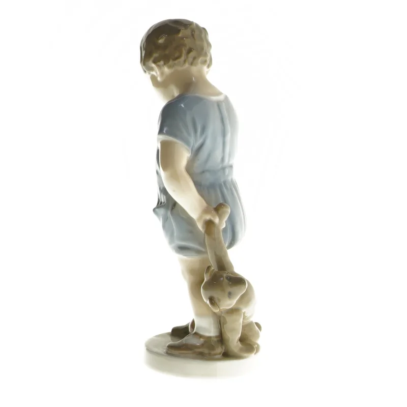Porcelænsfigur af barn med bamse fra Royal Copenhagen (str. 19 cm)