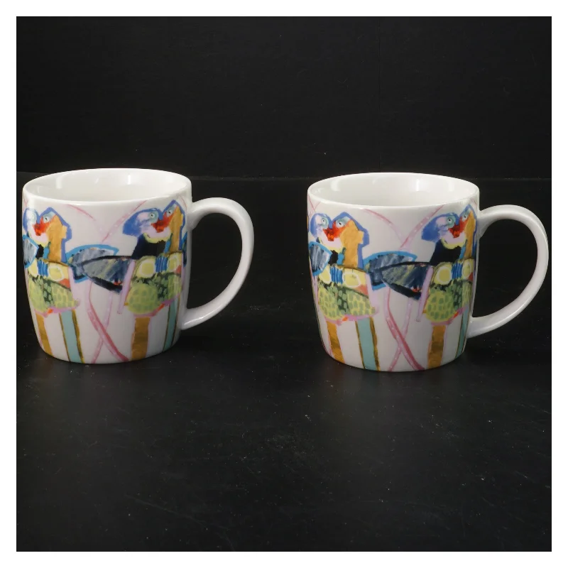 Keramiske krus med kunstnerisk motiv (str. Ø 8,5x8 cm)