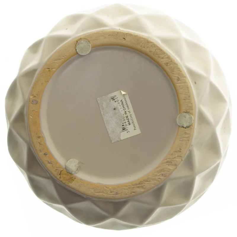 Hvid geometrisk vase (str. Ø. 14 cm længde. 15 cm)