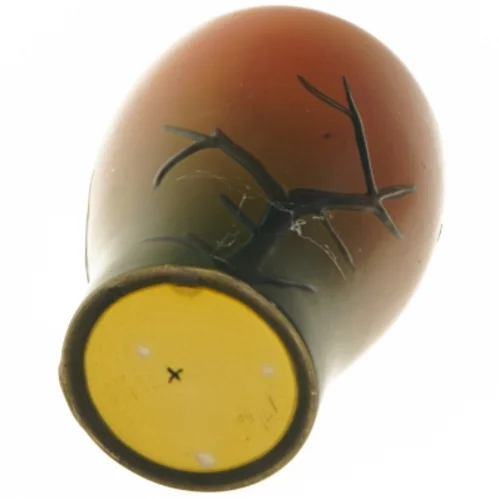 Ipsens Enke, Bornholm. Vase af keramik. Motiv af fugle på gren. (str. Ø 7,5x25 cm)