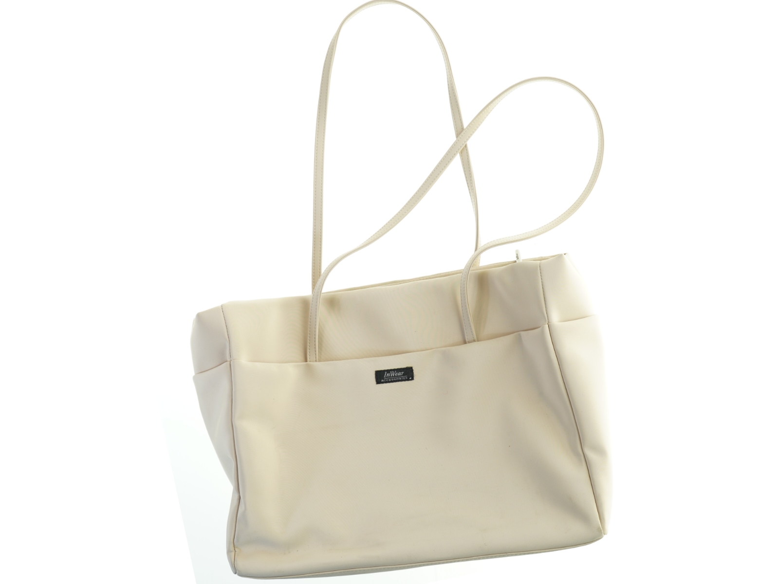 Beige skuldertaske i kunstlæder fra InWear (str. 37x28 cm)