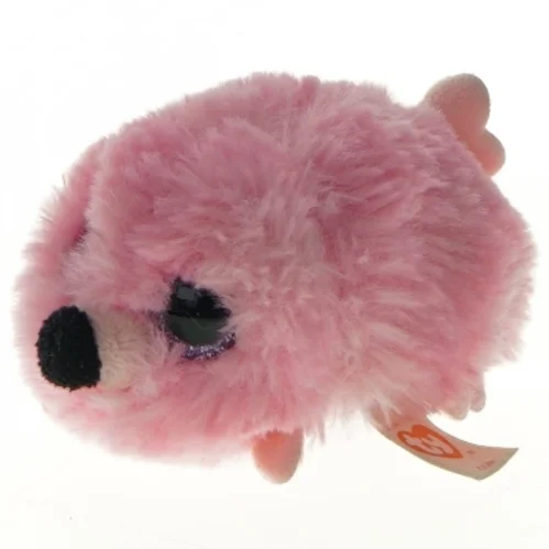 Rosa plys bamse fra Ty (str. 10 cm)