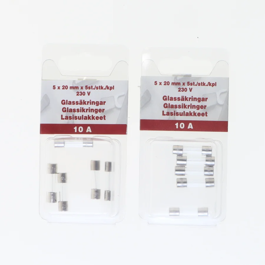Glasrørssikringer 10A 5x20 mm fra Biltema (str. 20 mm)