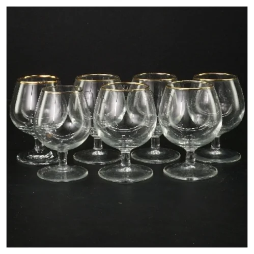 Sæt med 7 glas med guldkant (str. 7 styk, 9,5 cm)