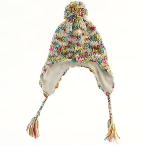 Farverig strikket hue med kvast fra H&M (str. 86)