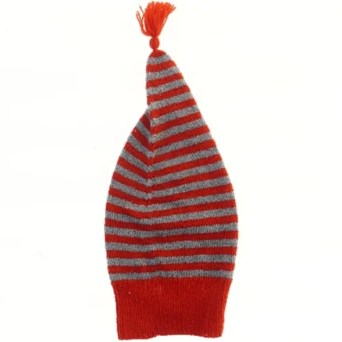 Strikket nissehue med kvast (str. Ø 22 cm)