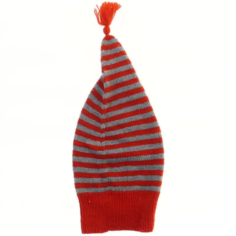 Strikket nissehue med kvast (str. Ø 22 cm)