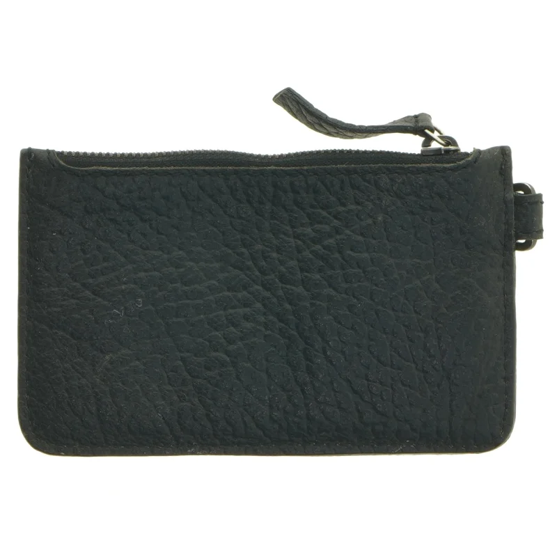 Sort pung i læder (str. 16x10 cm)